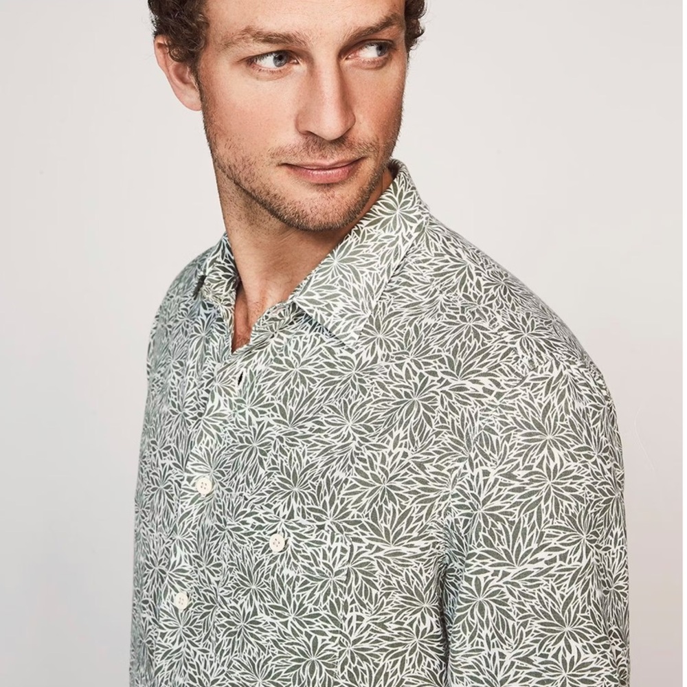 Faherty Leaf Print Button Down Shirt - image 1